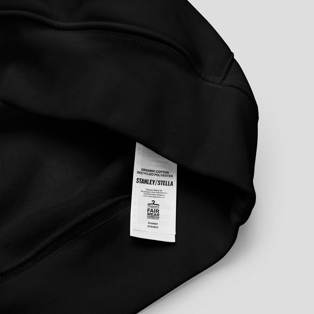 Etiqueta de la sudadera unisex ecológica negra - KEISO SHISHŪ 刺繍