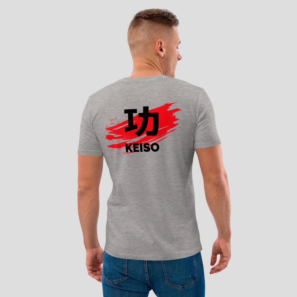 Camiseta unisex gris claro de algodón orgánico con diseño en la espalda - KEISO SUMI 墨